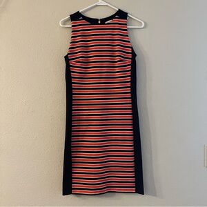 Michael Kors Orange and Navy Striped Mini Dress - Size 0